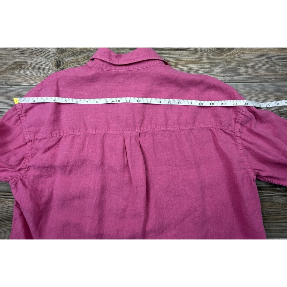 Faherty Laguna 100% Linen Long Sleeve Relaxed Button-Up Shirt Pink Women's Small - Picture 10 of 11